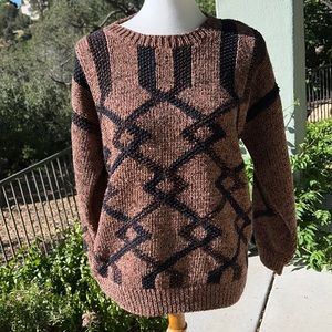 Pronto Moda Hand Knit Vintage Sweater Small Long Sleeve Metallic Thread